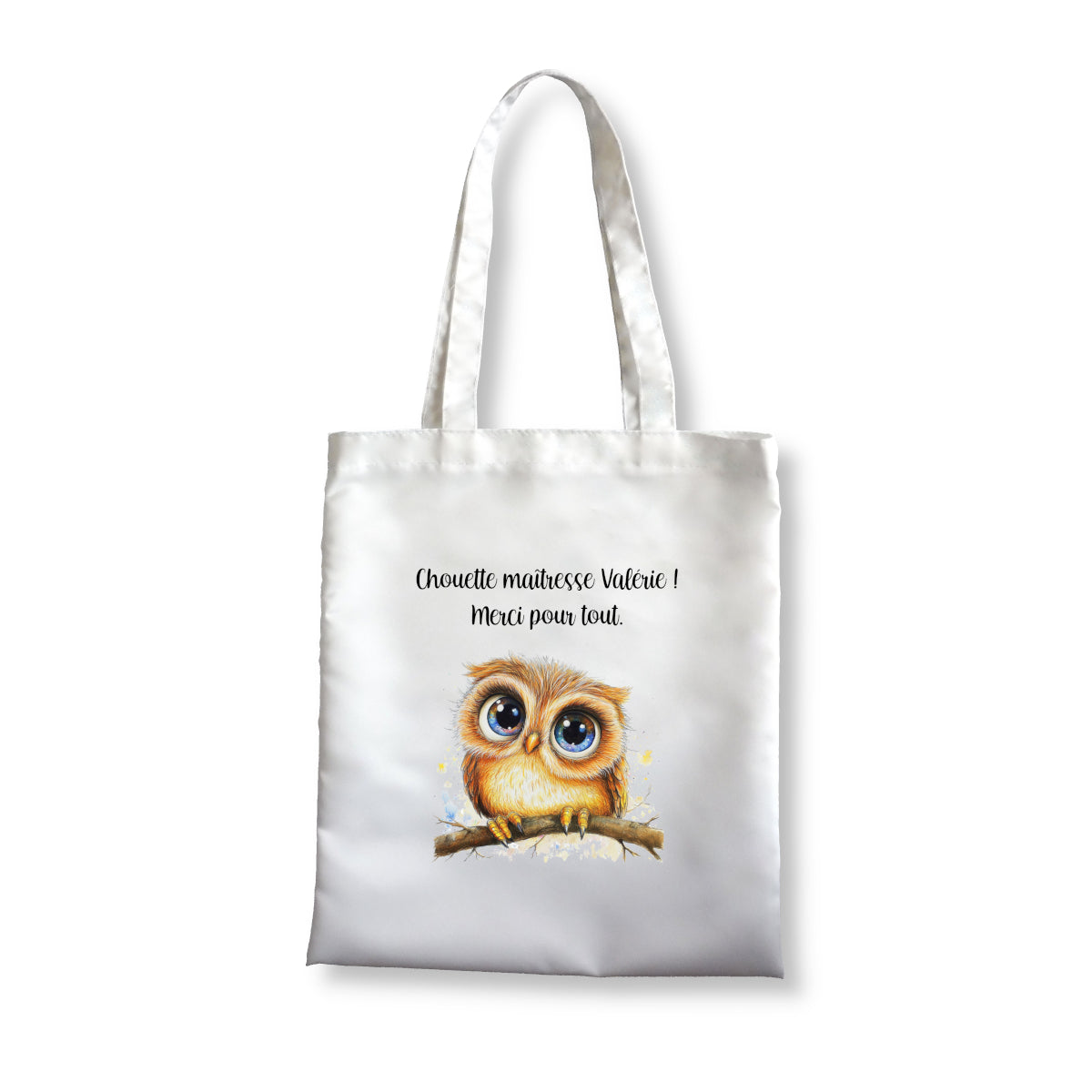 Totebag personnalisé chouette maîtresse d'école - Cadeau enseignante