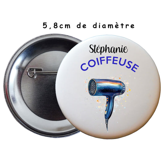 Badge coiffeuse personnalisé épingle