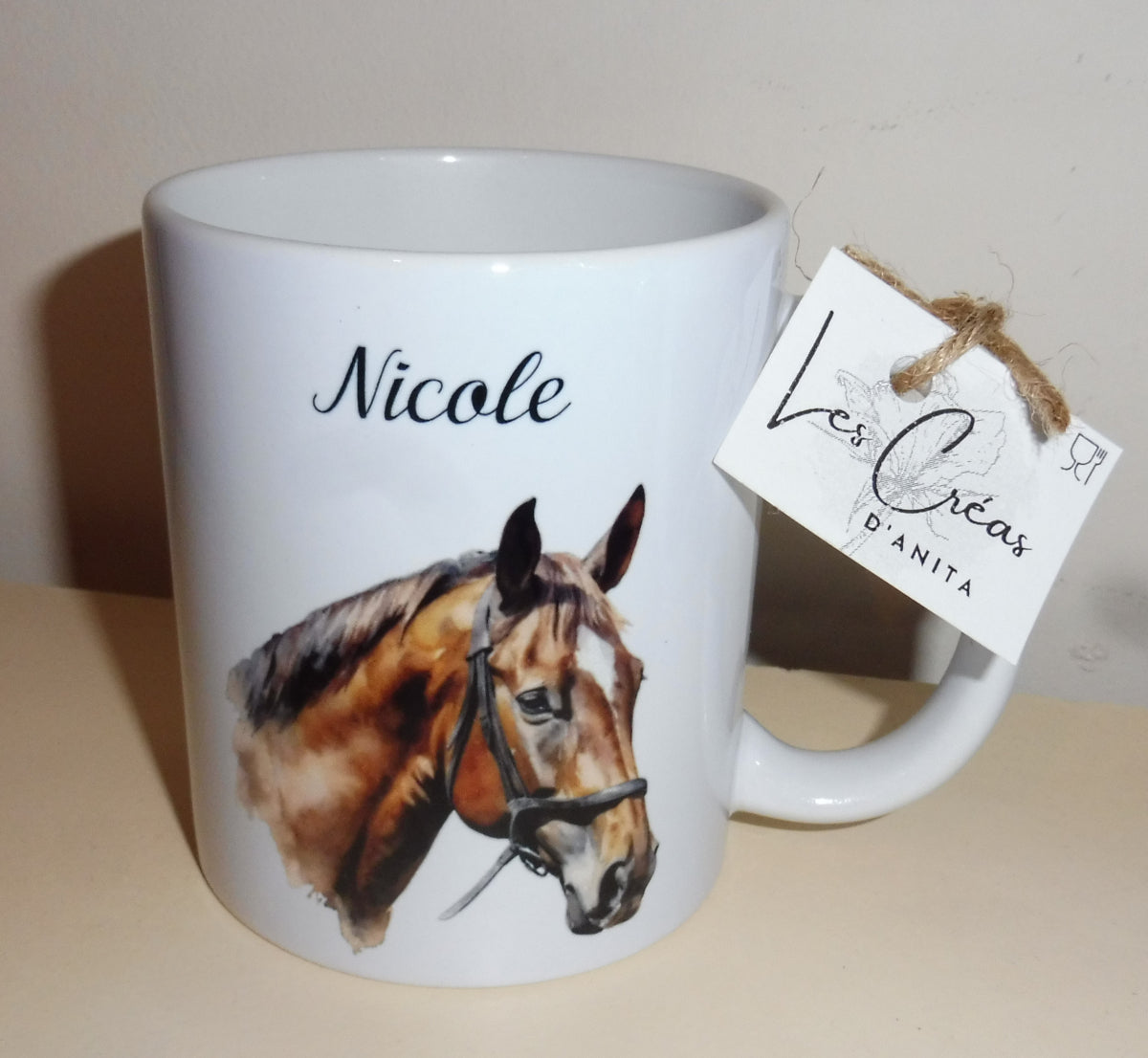 Mug céramique cheval personnalisé - idée cadeau cavalière cavalier