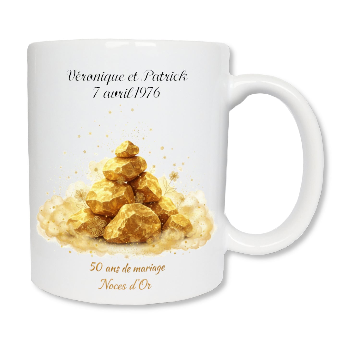 Mug personnalisé 50 ans de mariage noces d'or avec prénoms - cadeau couple