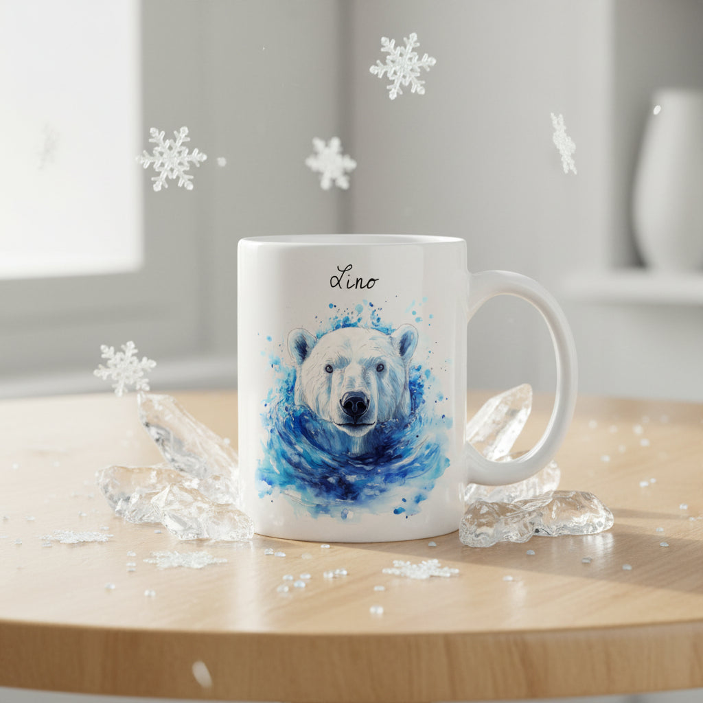 Tasse personnalisé avec ours blanc et texte - Idée cadeau de Noël