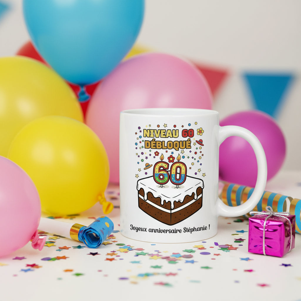 gâteau joyeux anniversaire 60 ans - idée cadeau personnalisé`
