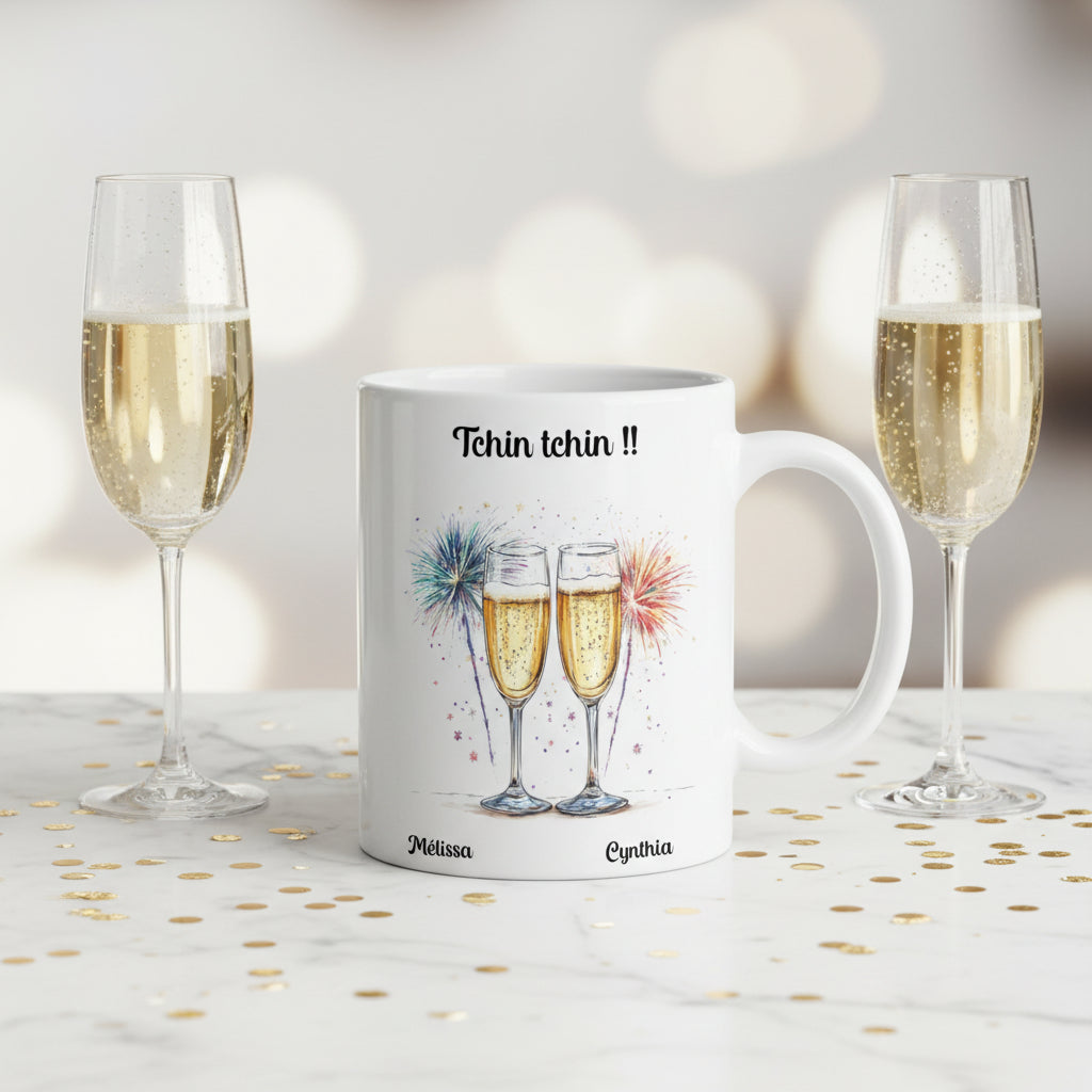 Mug 2 amies personnalisé avec prénoms – idée cadeau meilleure amie soeur anniversaire