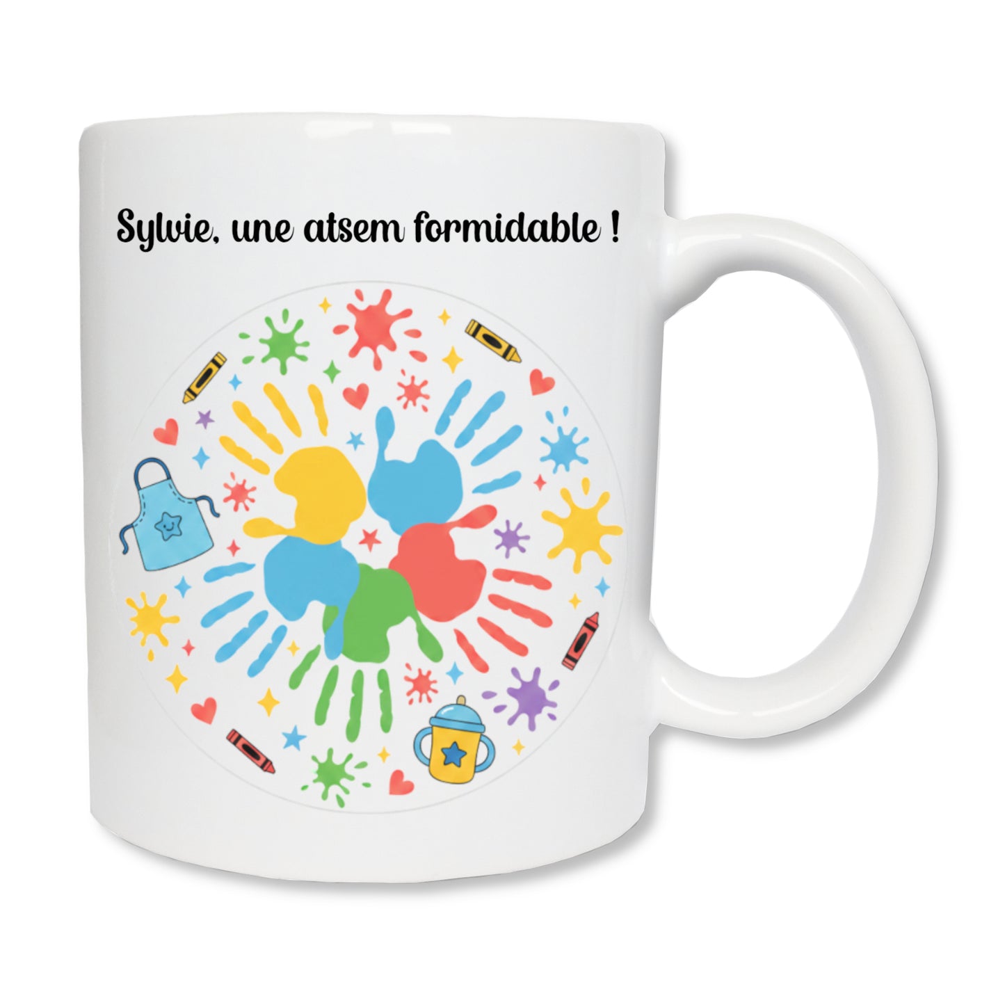 Mug personnalisé ATSEM avec prénom – cadeau fin d'année maternelle Noël