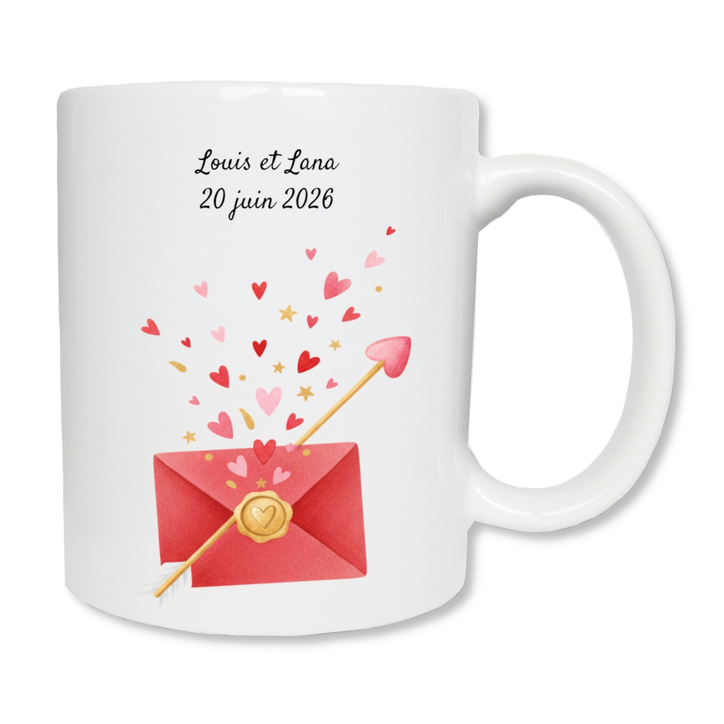 Mug personnalisé lettre et flèche amoureux