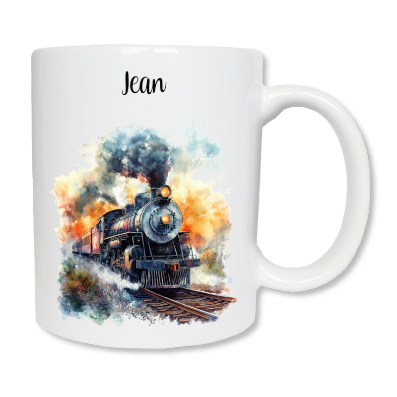 Personalized steam train mug