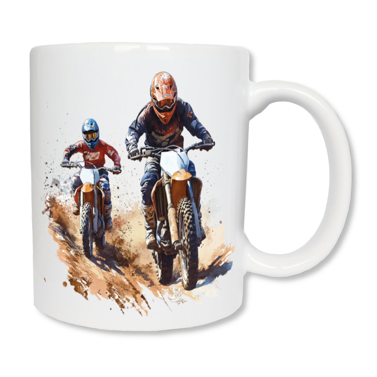 Mug personnalisé papa motard et enfant + texte au verso