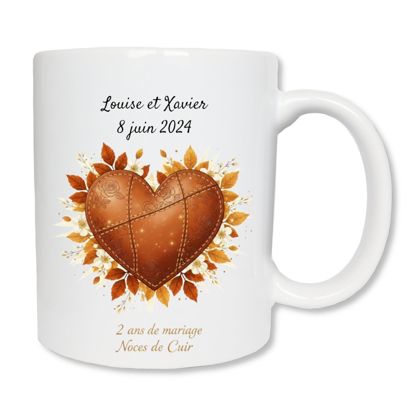 Mug personnalisé 2 ans de mariage - Noces de cuir