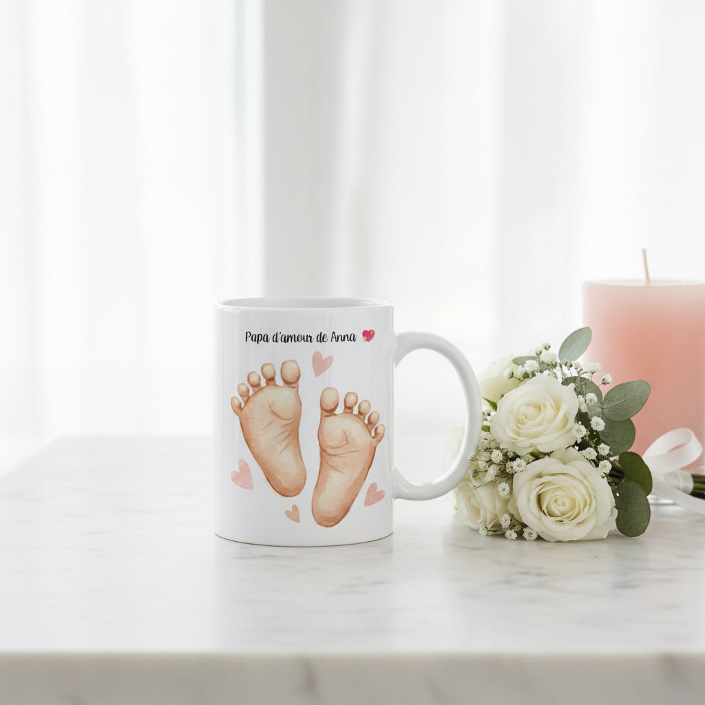 Tasse personnalisée naissance avec prénom bébé, cadeau baptême
