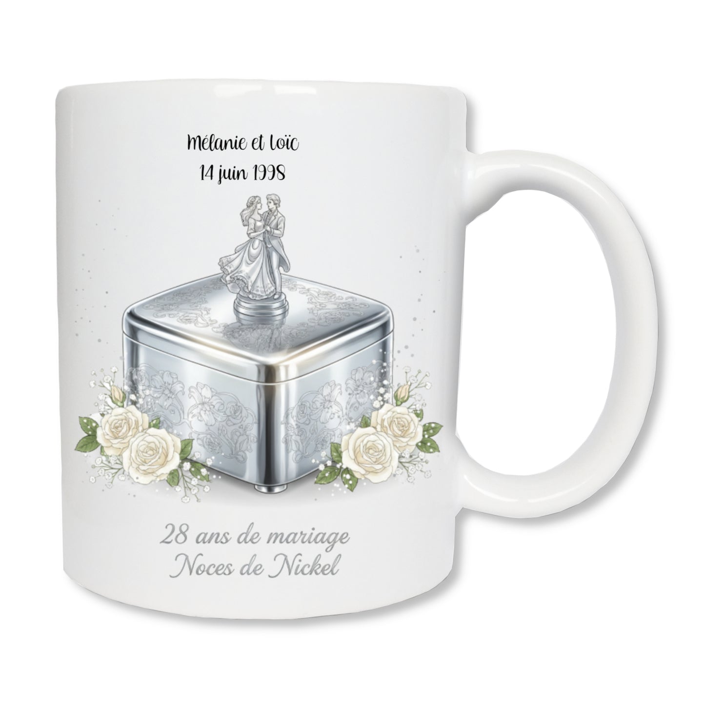 Mug personnalisé 28 ans de mariage - Noces de Nickel