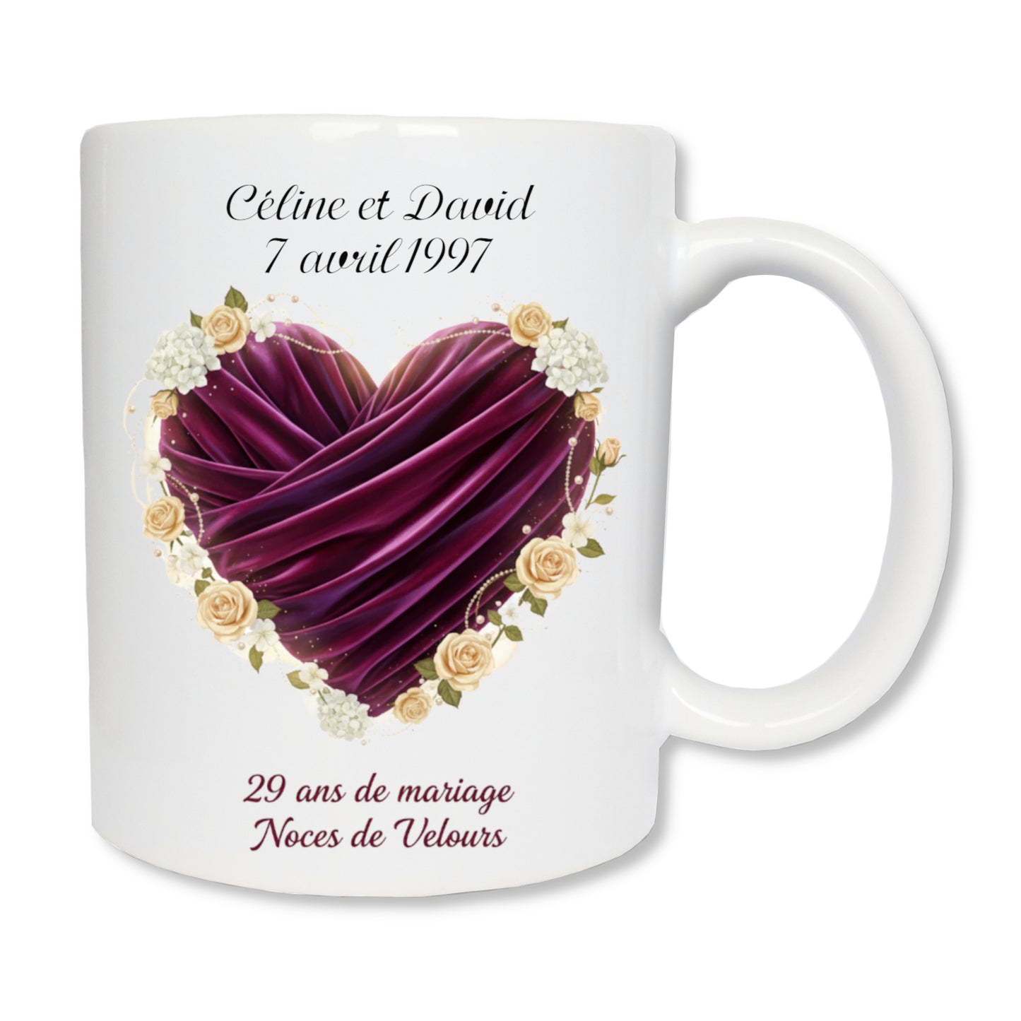Mug personnalisé 29 ans de mariage - Noces de Velours