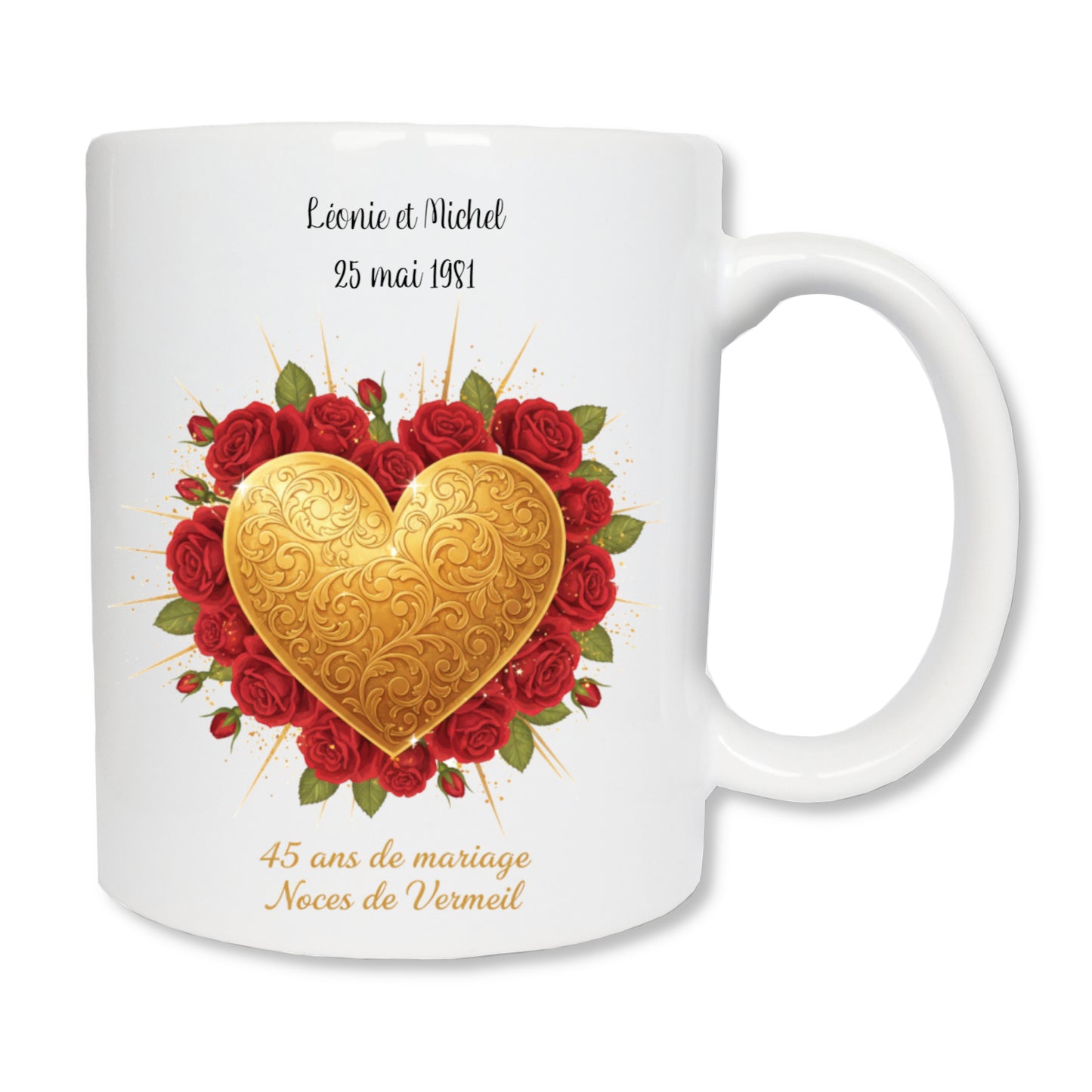 Mug personnalisé 45 ans de mariage - Noces de Vermeil