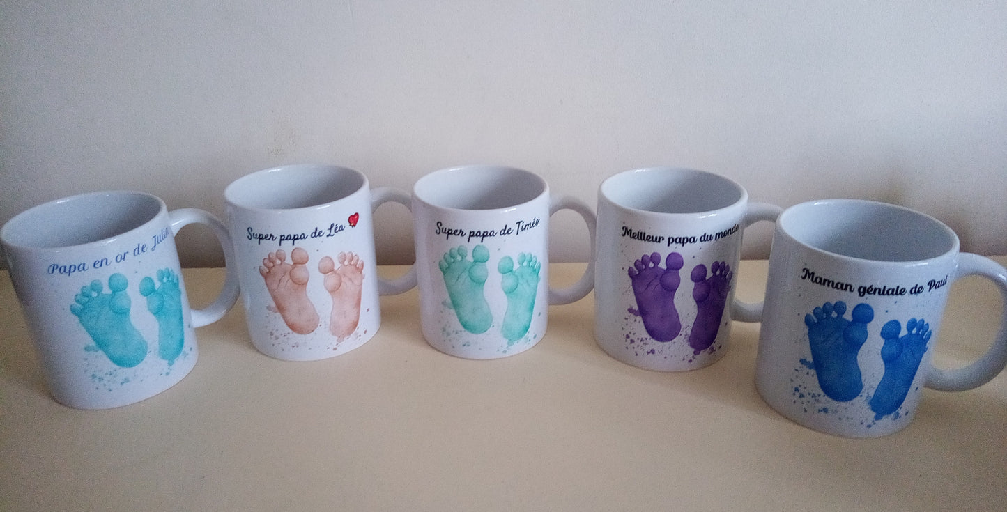 Personalized baby feet mug