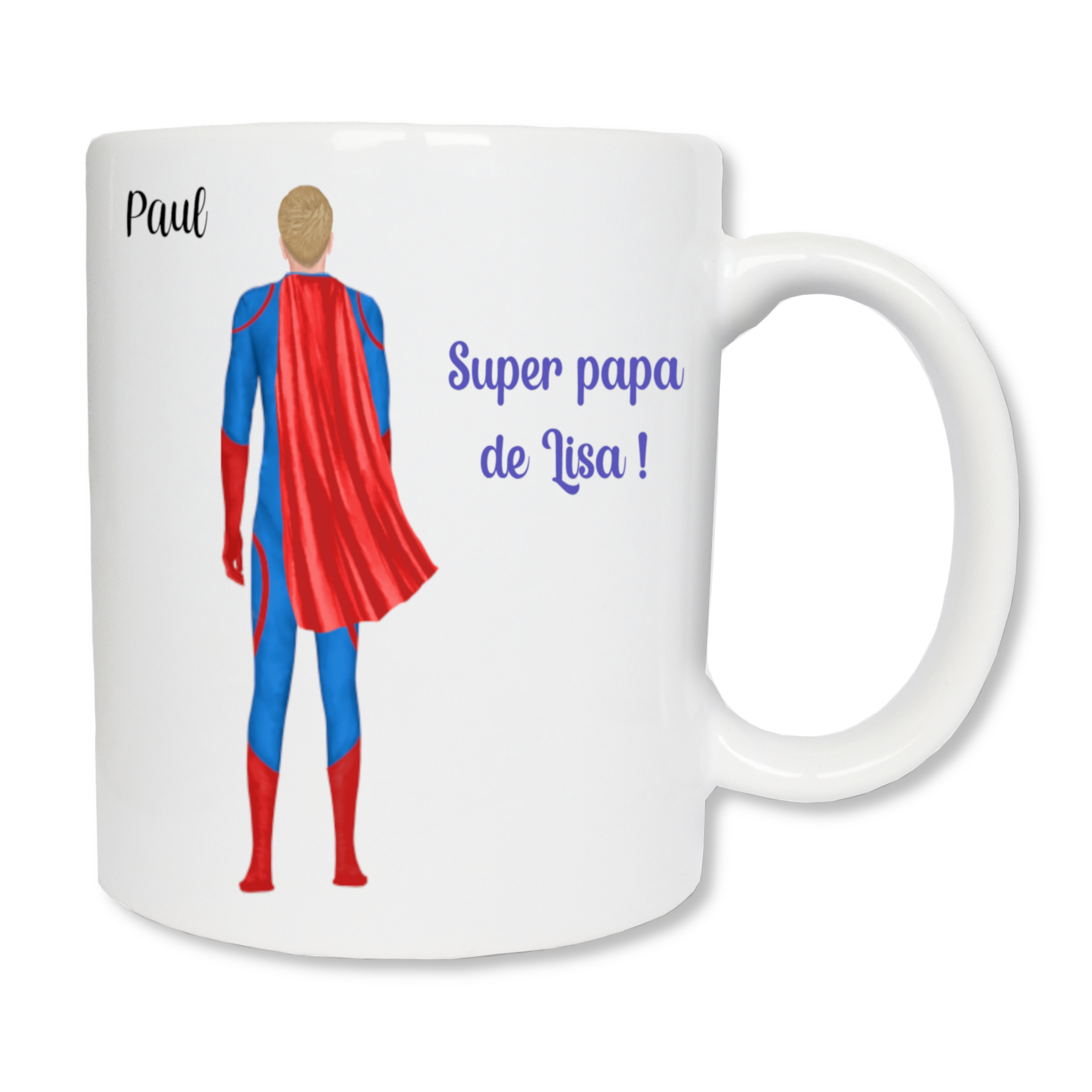 Mug personnalisé Super-héros papa - Cadeau homme - Fête des pères