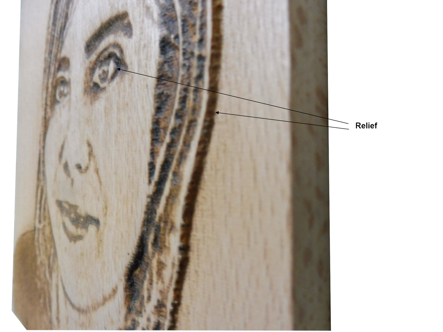 Portrait sculpté sur bois massif en 3D pour 1 visage