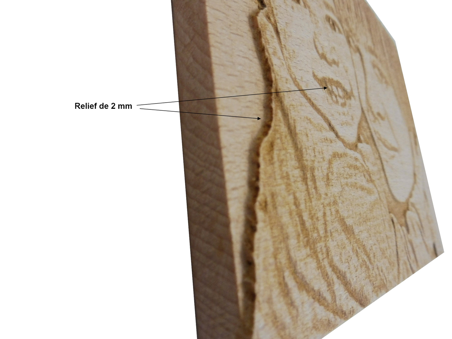 Portrait sculpté sur bois massif en 3D pour 2 visages