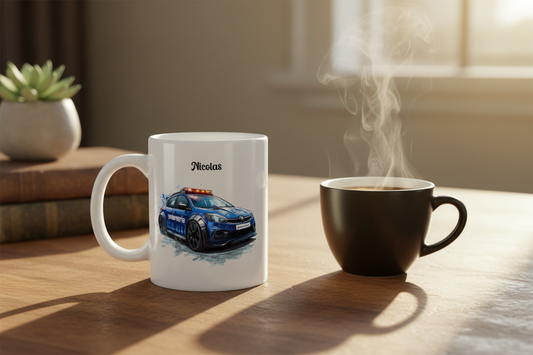 Mug personnalisé voiture de gendarmerie — idée cadeau original pour gendarme ou policier — Les Créas d'Anita
