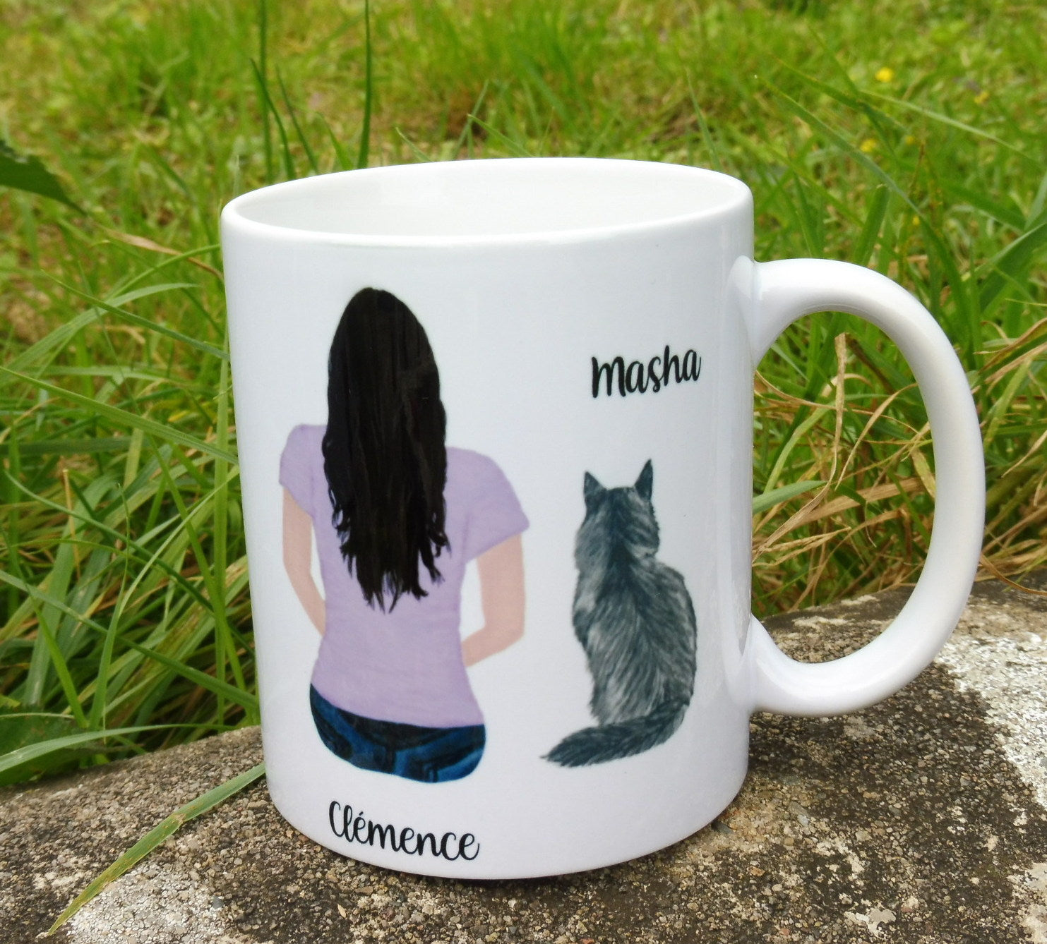 Mug personnalisé avec un prénom chat amoureux - Joli Mug