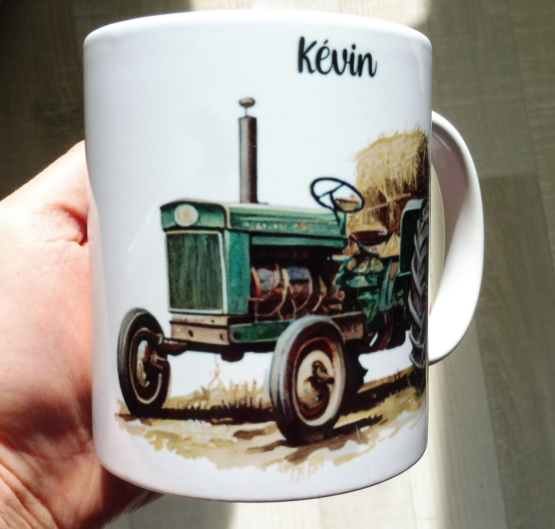 Personalized tractor mug with first name
