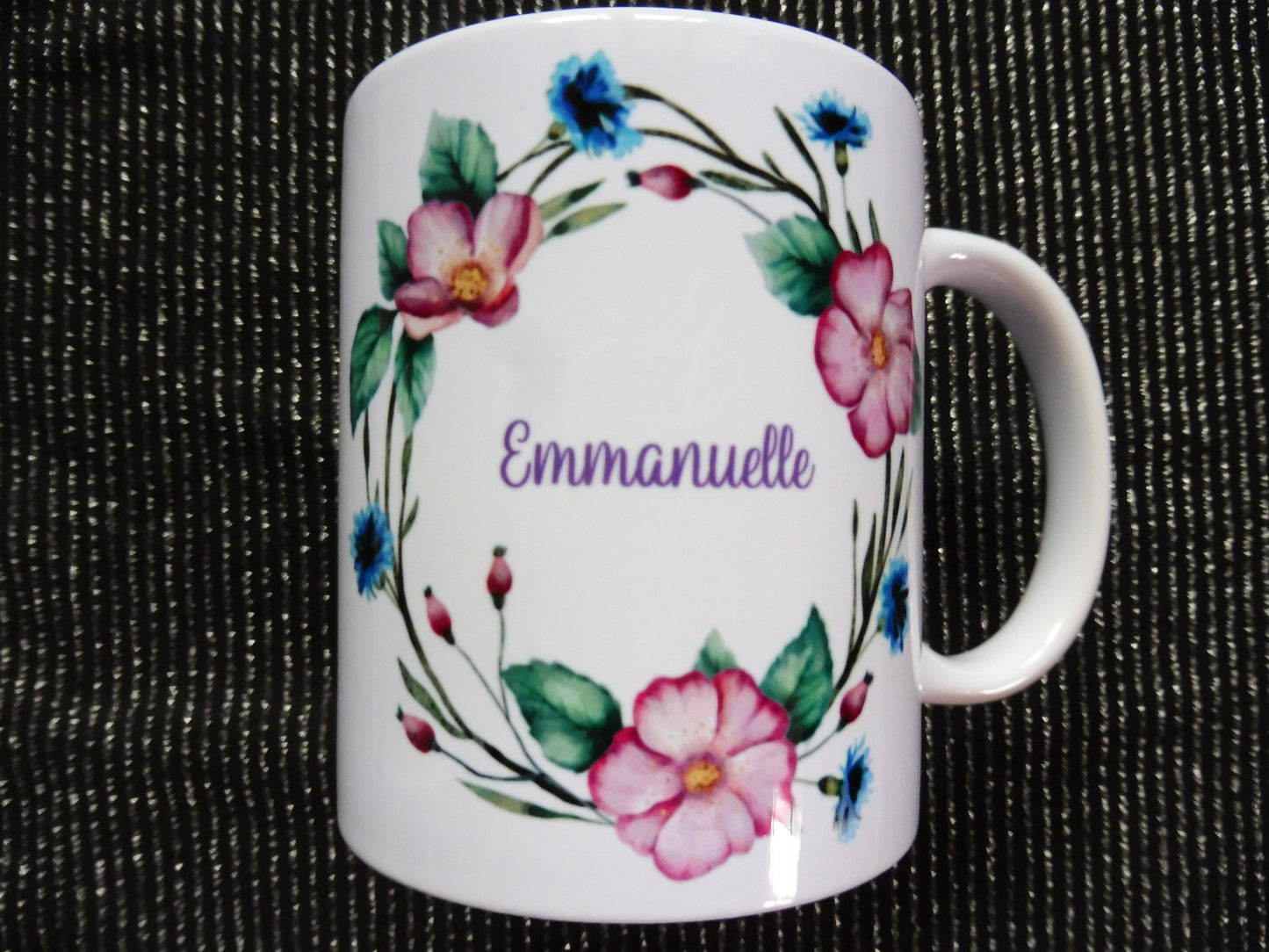 Personalized flower crown mug with name