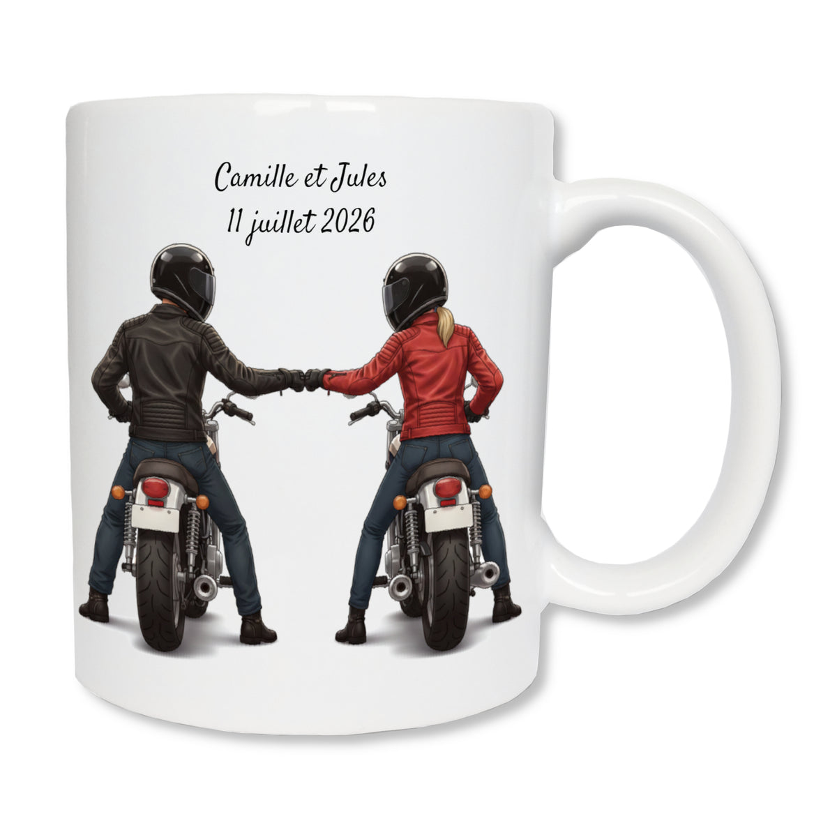 Mug personnalisé couple de motards avec prénoms - cadeau moto


