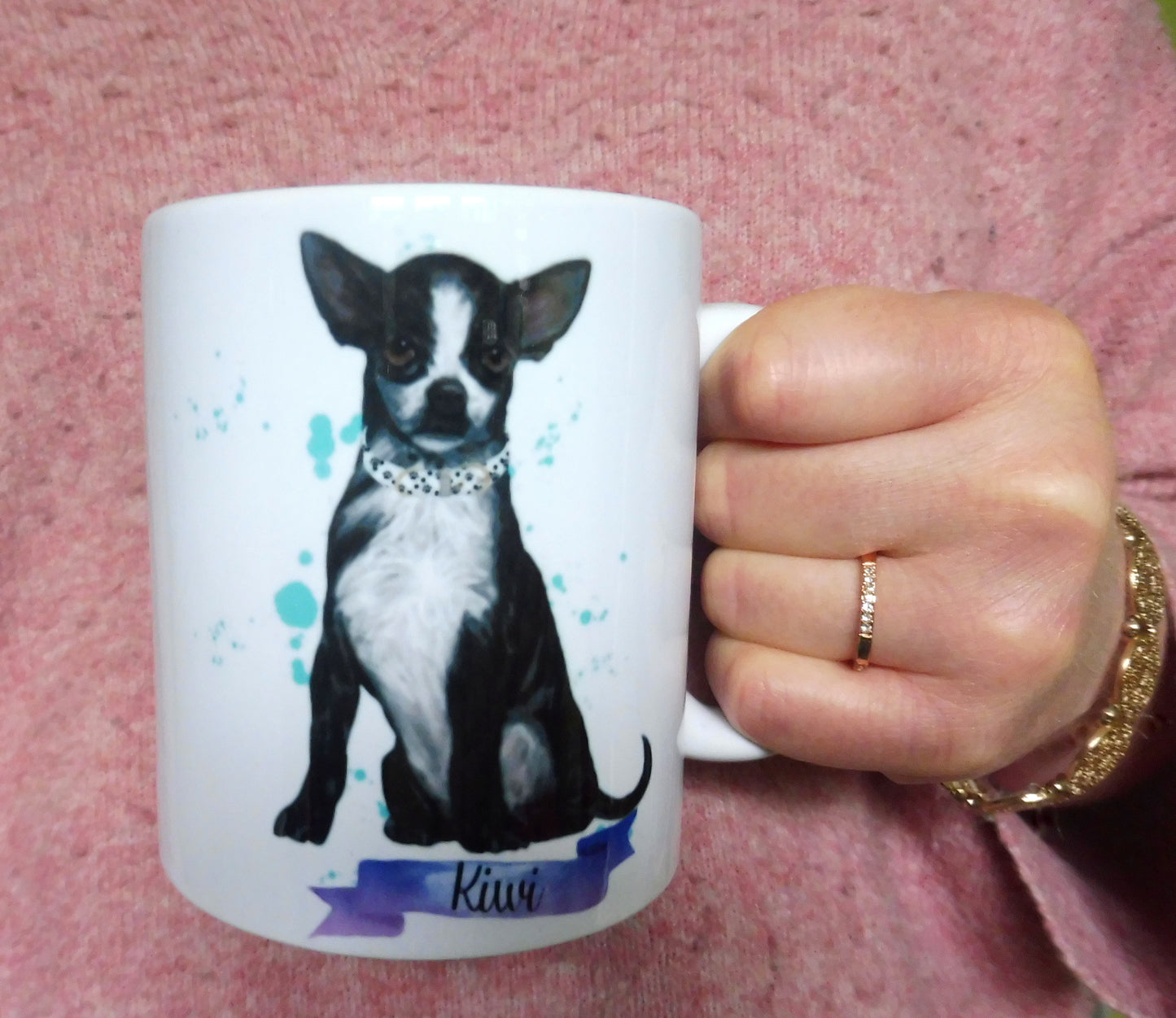 Personalisierte Tasse mit Chow-Chow-Hund und seinem Vornamen