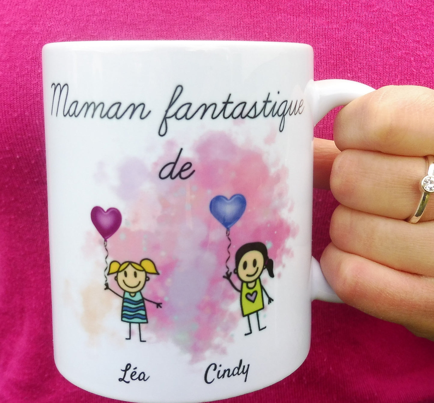 Personalized mug for mum, granny, godmother and 1 child