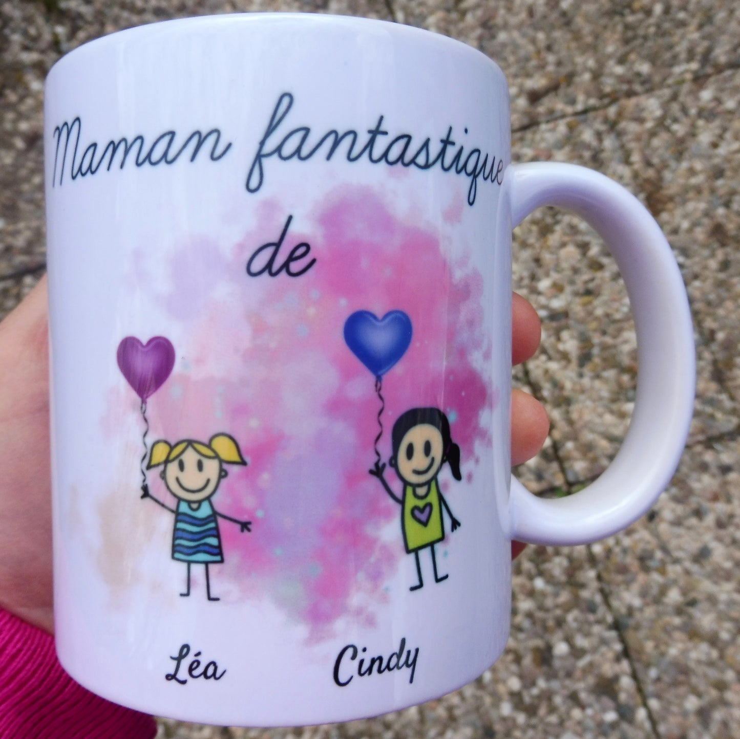 Personalisierte Tasse für Mama oder Oma und 2 Kinder