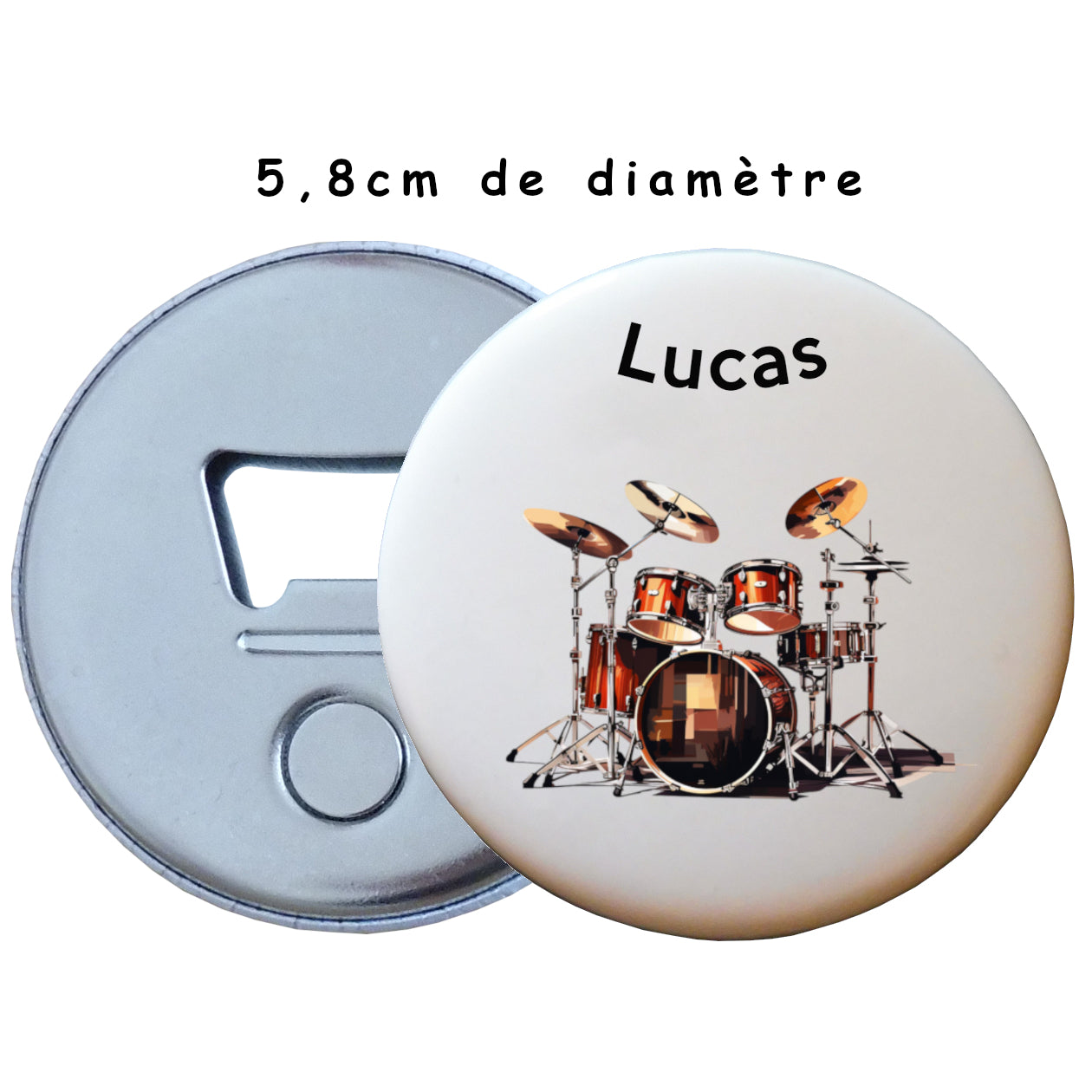 Badge personnalisé batterie magnétique et décapsuleur