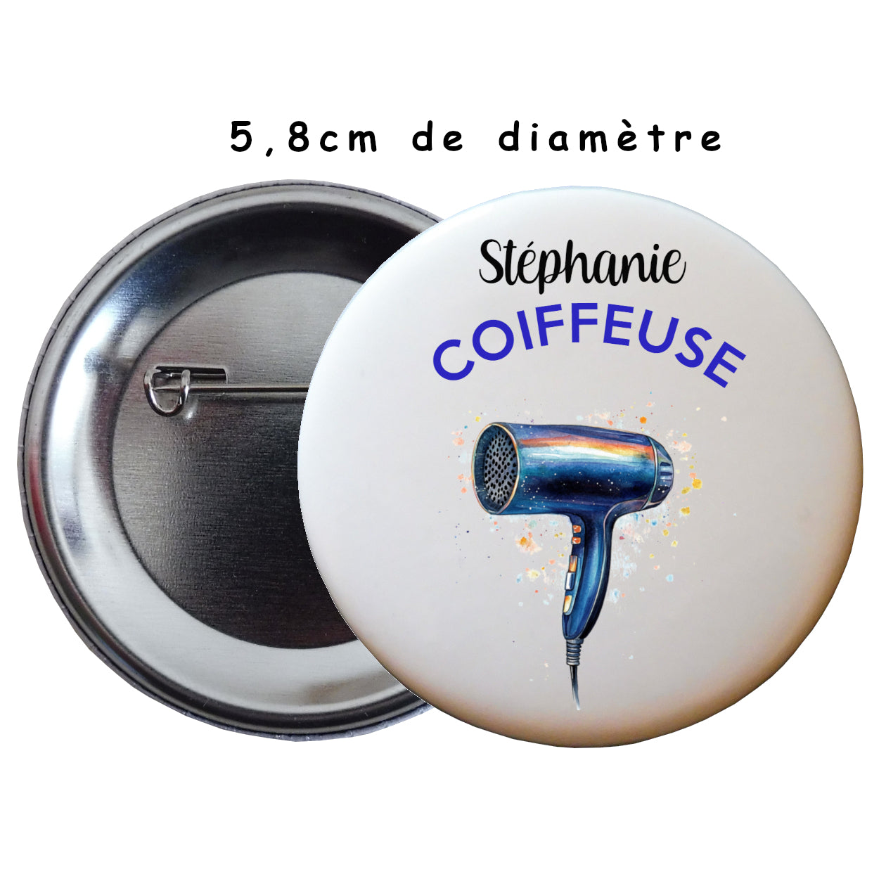 Badge coiffeuse personnalisé épingle