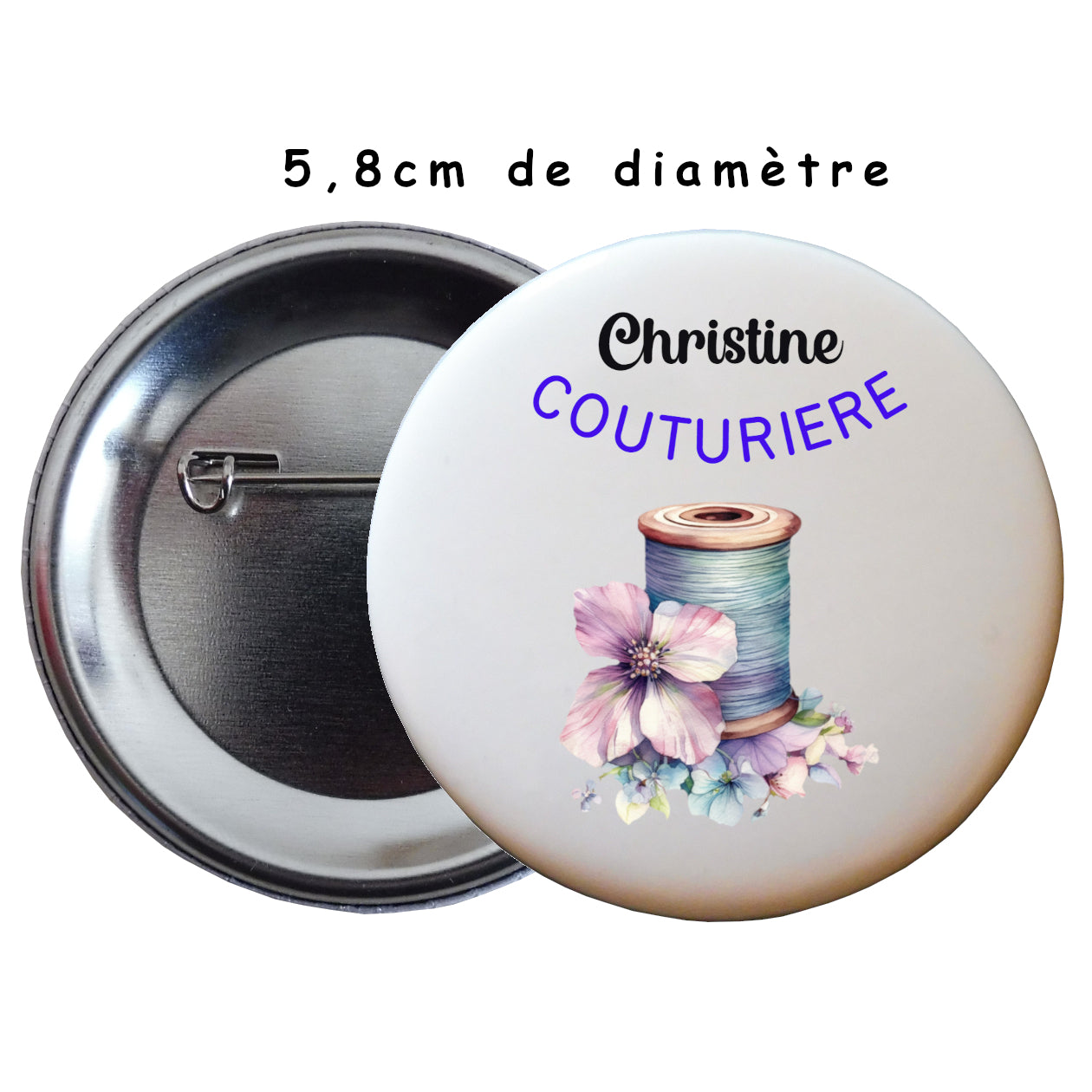 Badge couturière à épingle