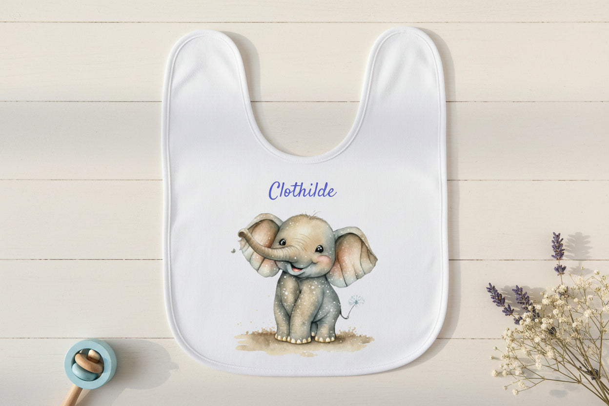 Bavoir bébé personnalisé éléphanteau