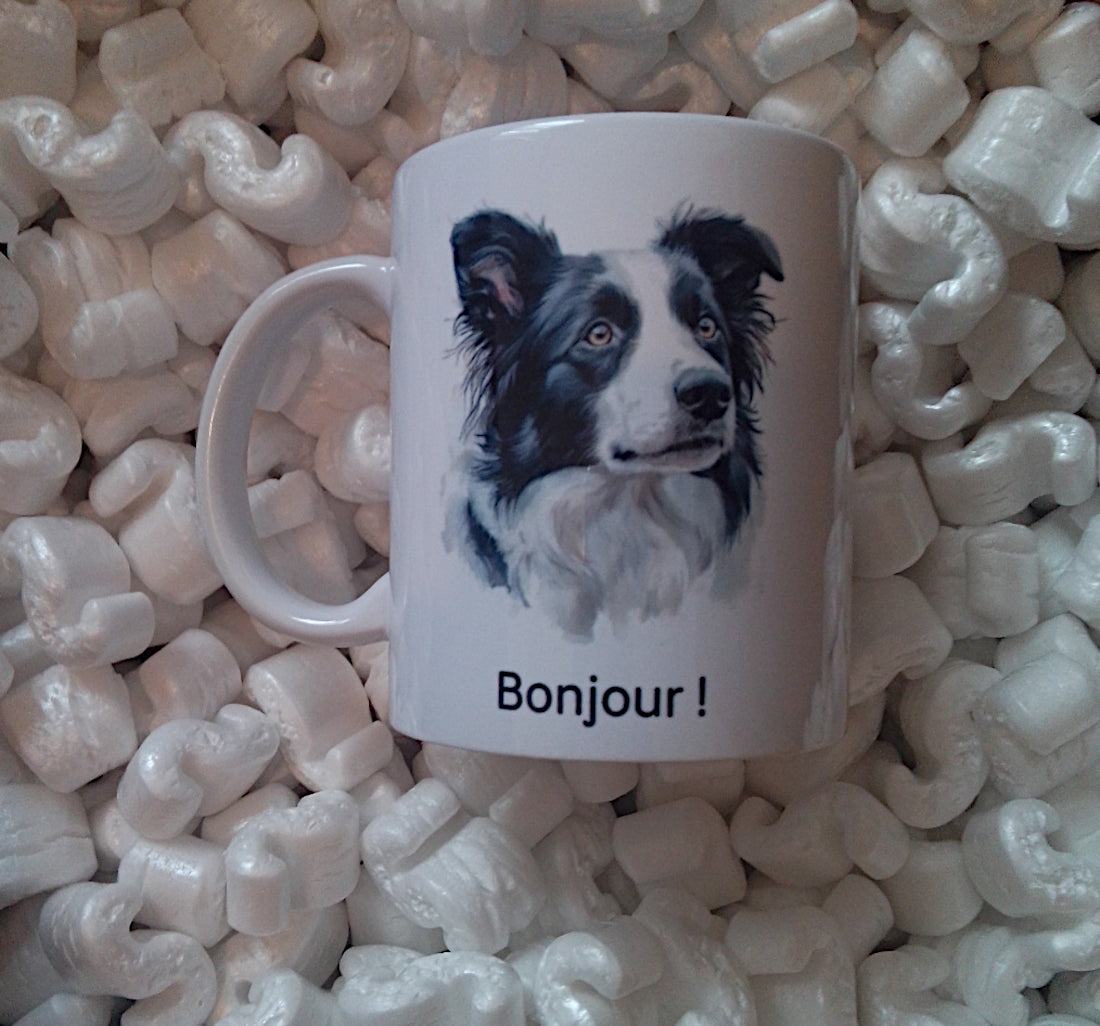 Mug personnalisé border collie avec prénom - cadeau original pour amoureux des chiens
