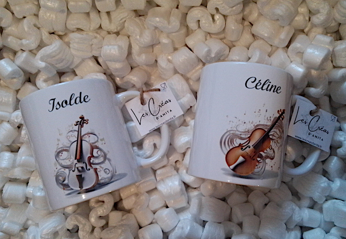Mug personnalisé violon duo - cadeau couple de musiciens

