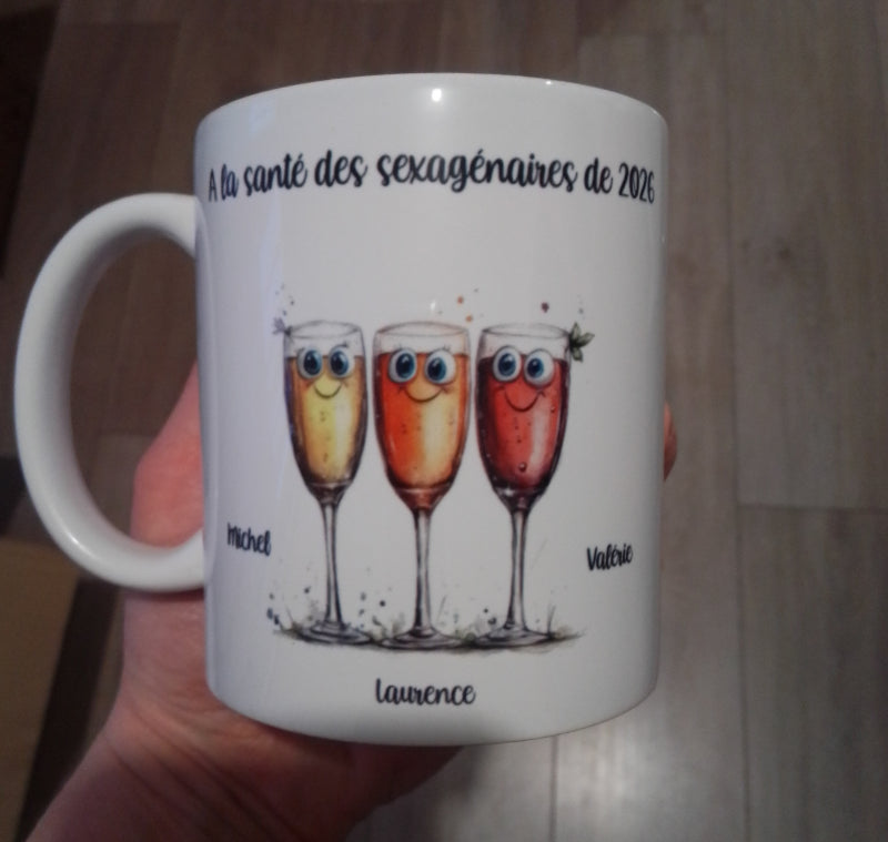 Mug personnalisé 3 amies avec prénoms - cadeau groupe amies

