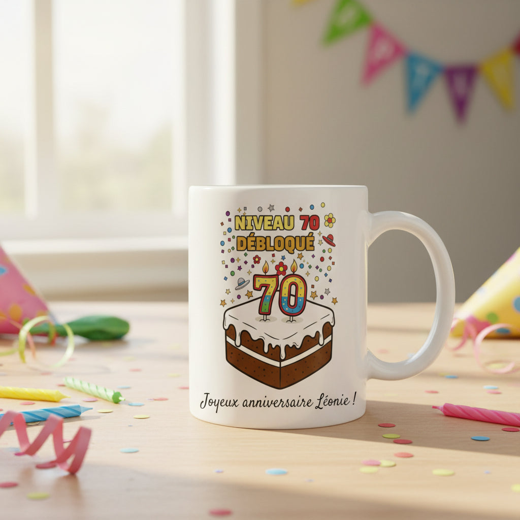 Tasse anniversaire céramique 70 ans - Cadeau d'anniversaire