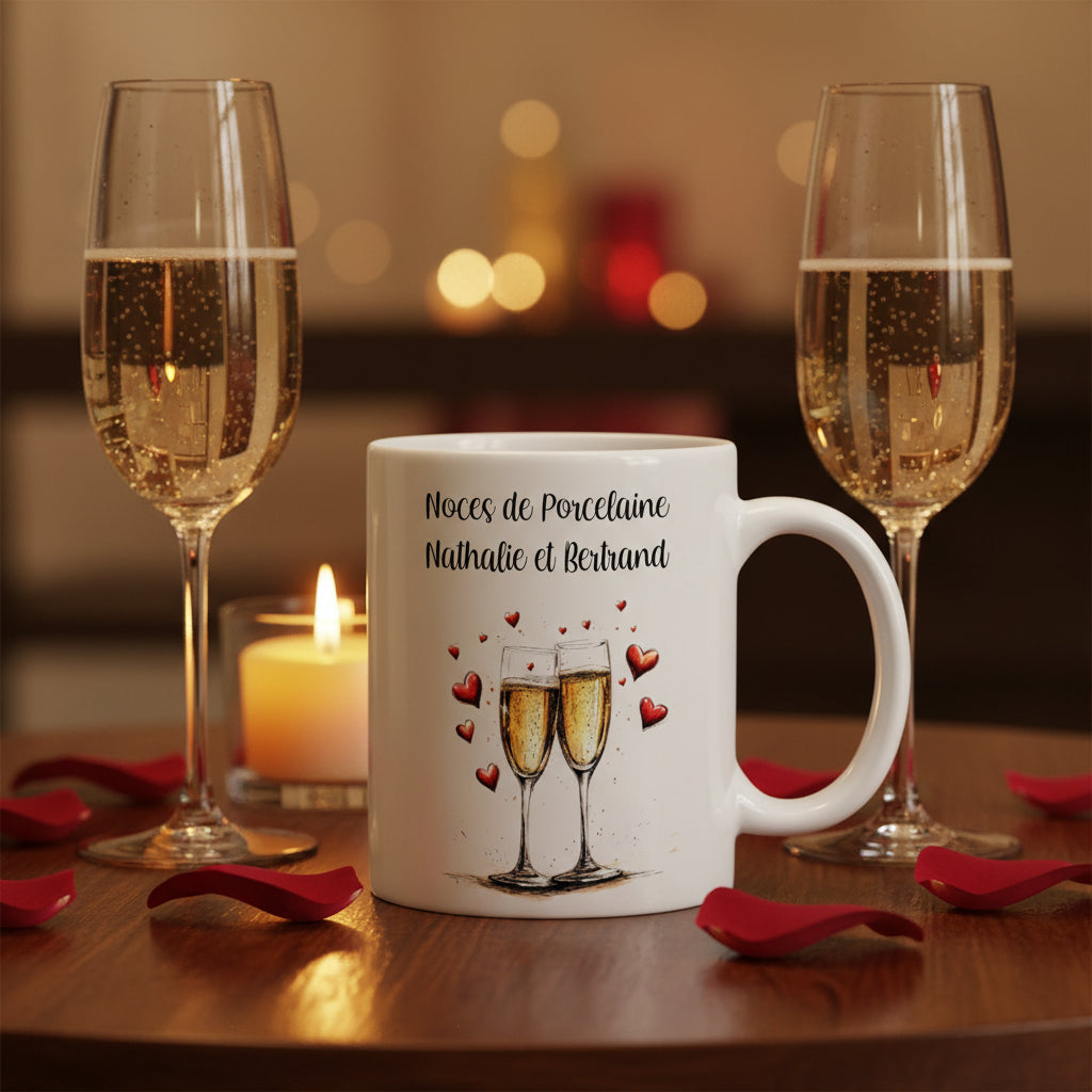 Tasse personnalisée en céramique 325 ml anniversaire de mariage - Cadeau couple