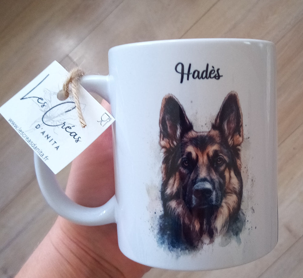 Mug personnalisé chien berger allemand avec prénom - cadeau original pour amoureux des chiens
