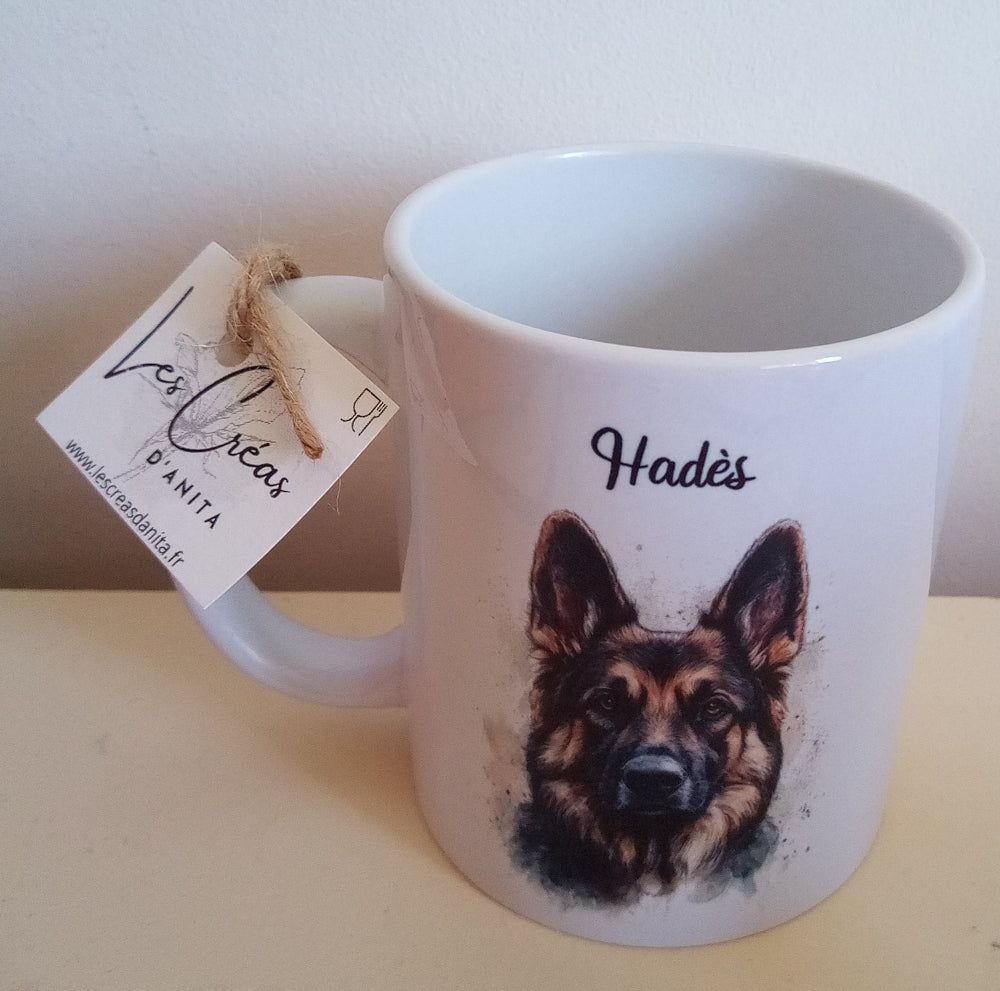 Mug céramique berger allemand personnalisé - idée cadeau passionné de chiens
