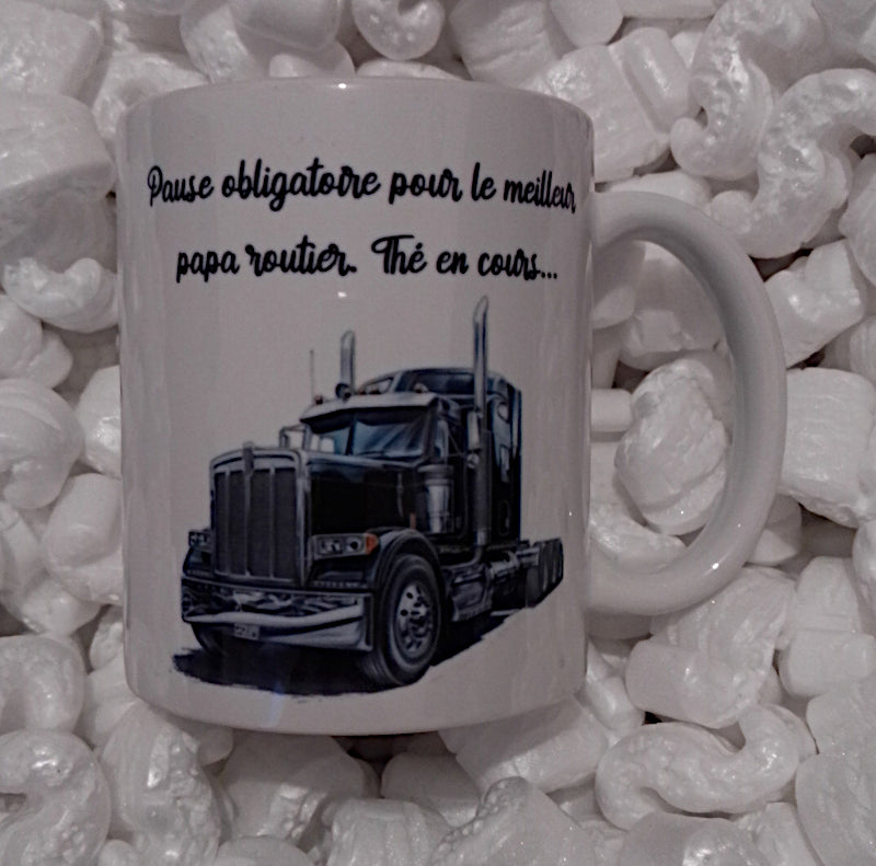 Mug personnalisé camion semi-remorque routier avec prénom - cadeau chauffeur
