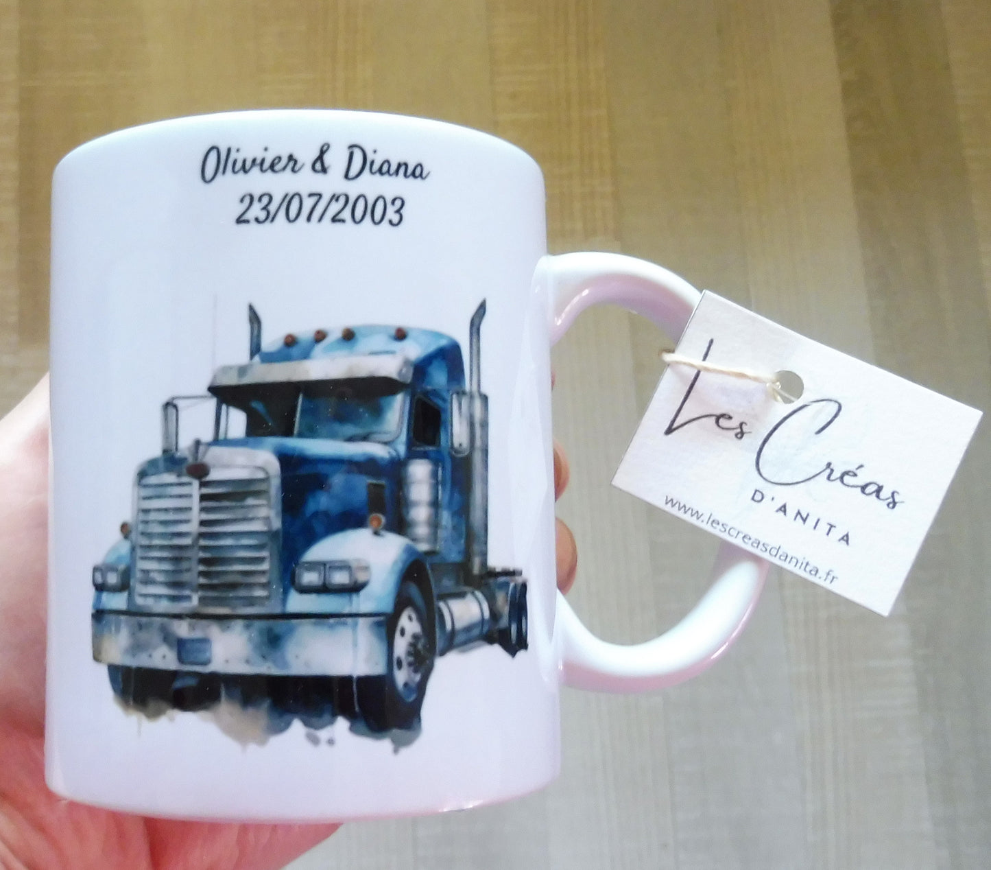 Mug camion personnalisé avec prénom - cadeau original pour routier
