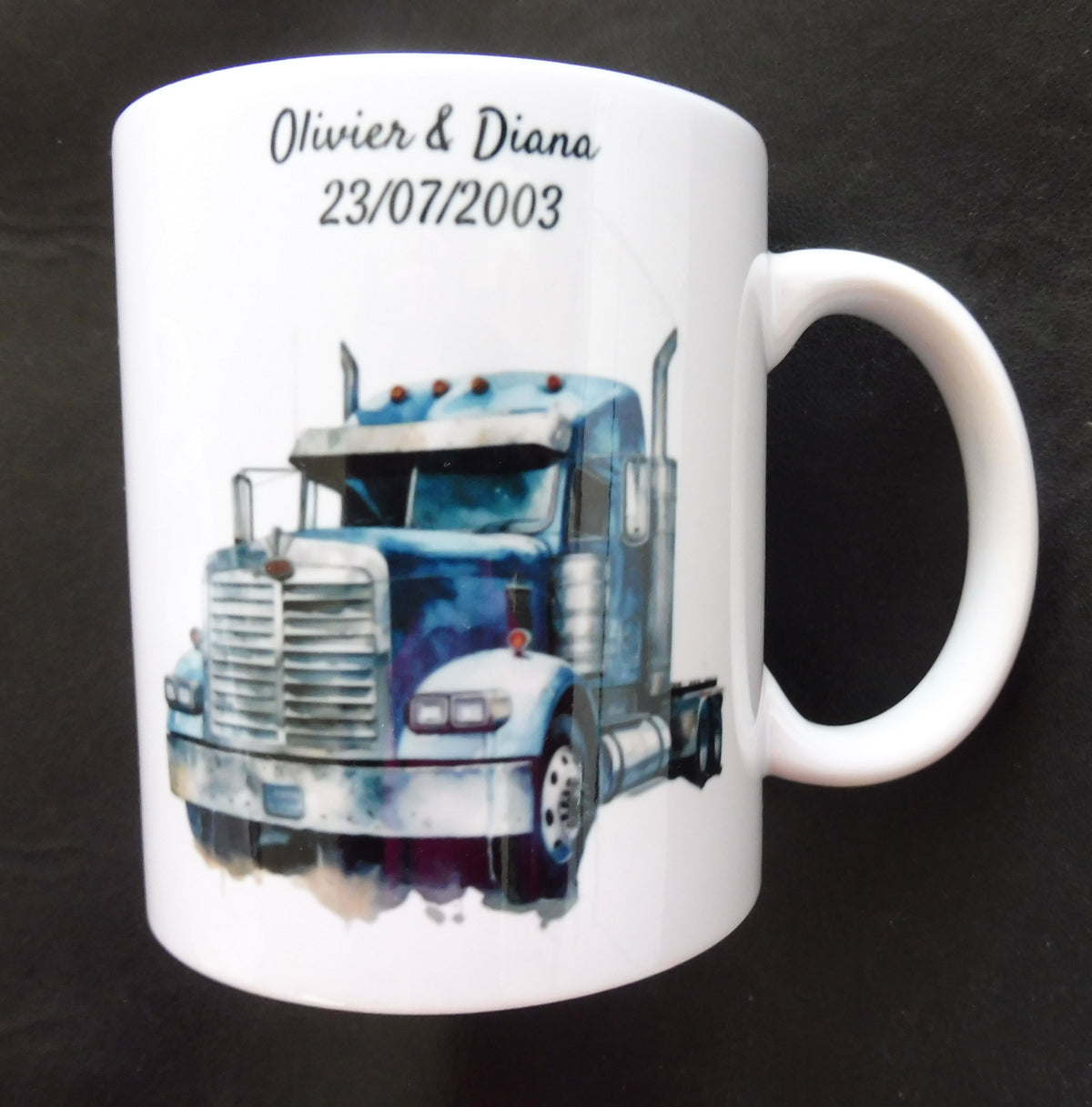 Mug céramique semi-remorque personnalisé - cadeau anniversaire chauffeur
