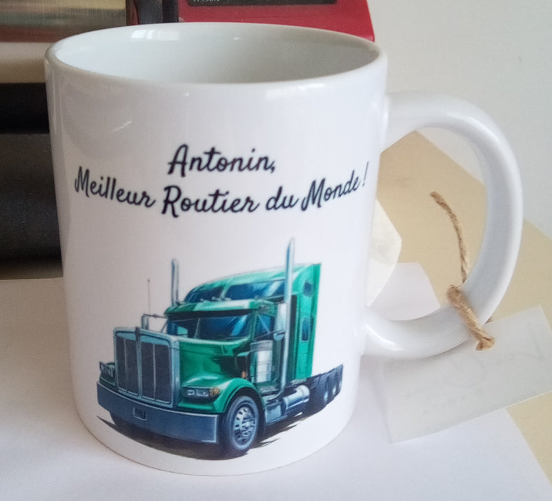 Mug personnalisé semi-remorque avec prénom - cadeau original chauffeur routier
