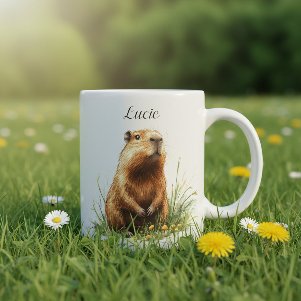 Mug personnalisé capybara avec prénom - cadeau humour capybara