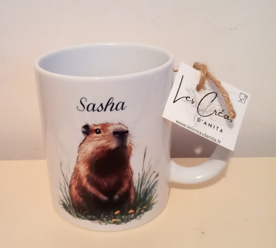 Tasse blanche avec un capybara - Idée cadeau originale