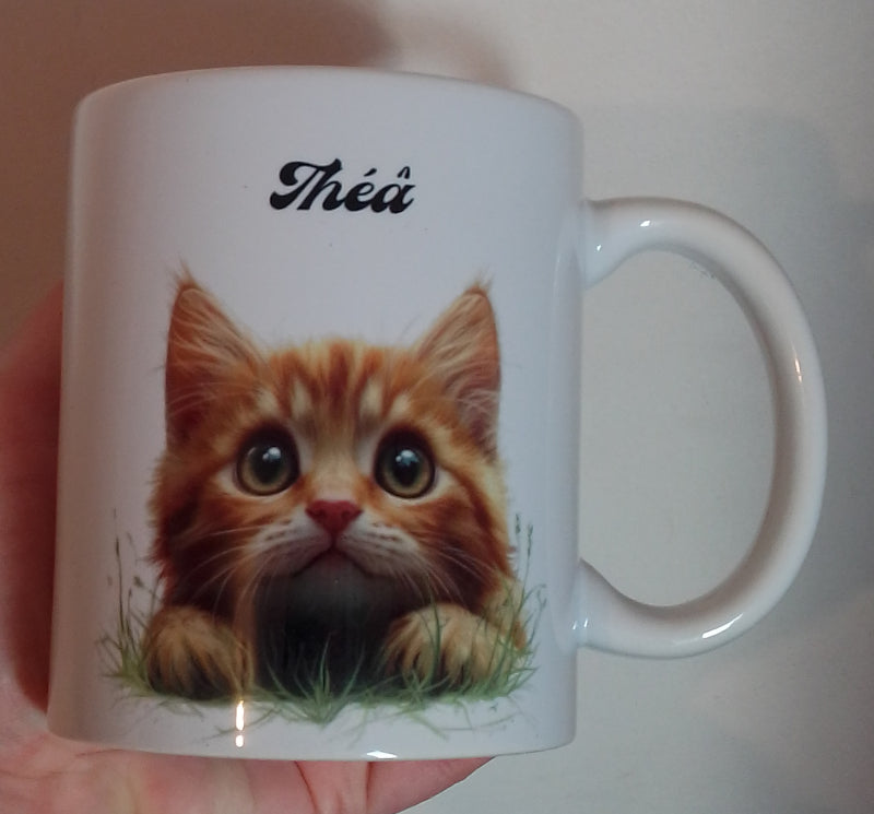 Mug céramique chat personnalisé - idée cadeau passionné de chats
