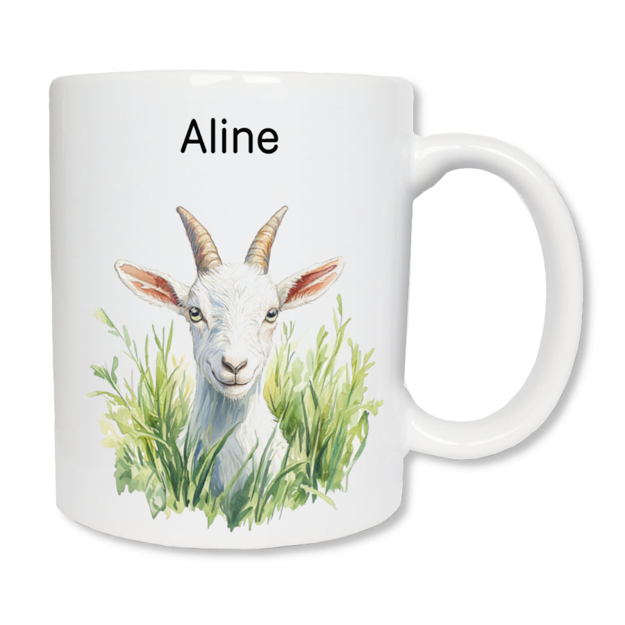 Mug personnalisé chèvre avec prénom - cadeau original pour amoureux des animaux de ferme
