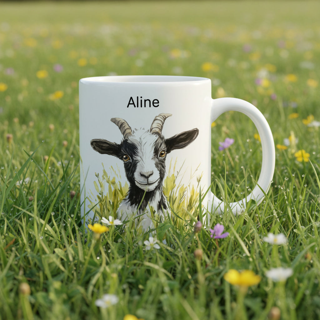Tasse personnalisée biquette avec prénom - cadeau humour chèvre
