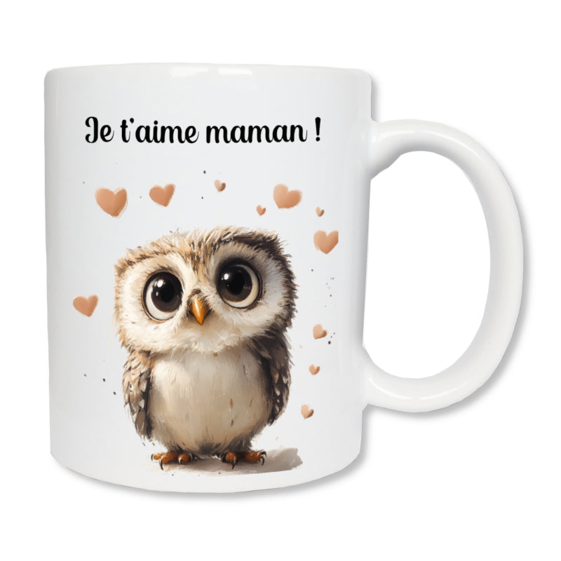 Mug céramique 325ml chouette maman personnalisé avec prénom - cadeau fête des mères
