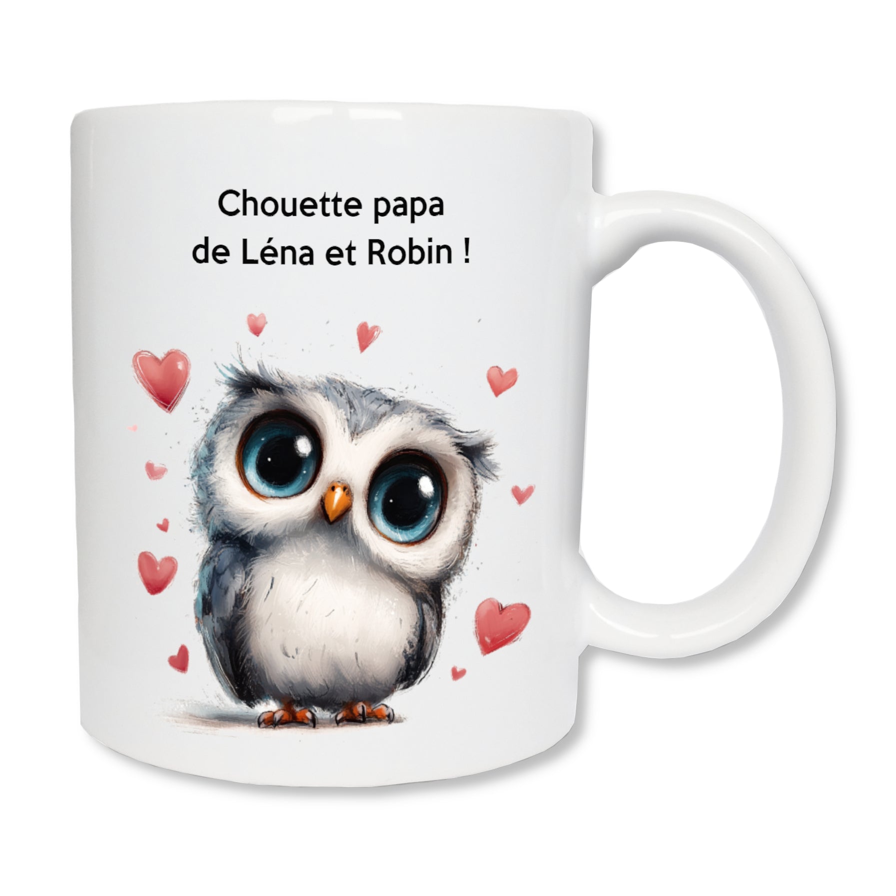 Mug personnalisé 325ml en céramique avec une chouette -  Cadeau pour papa, fête des pères